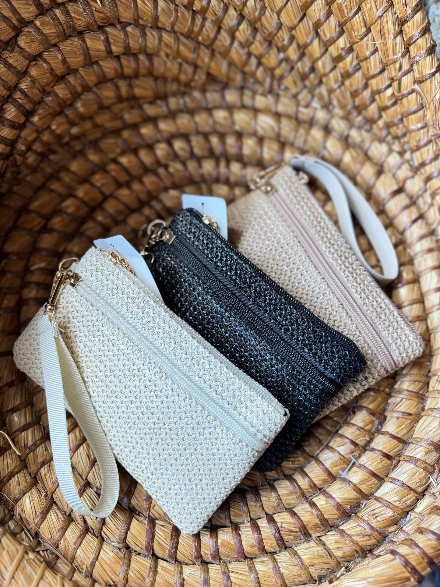 Raffia Textured Wristlet