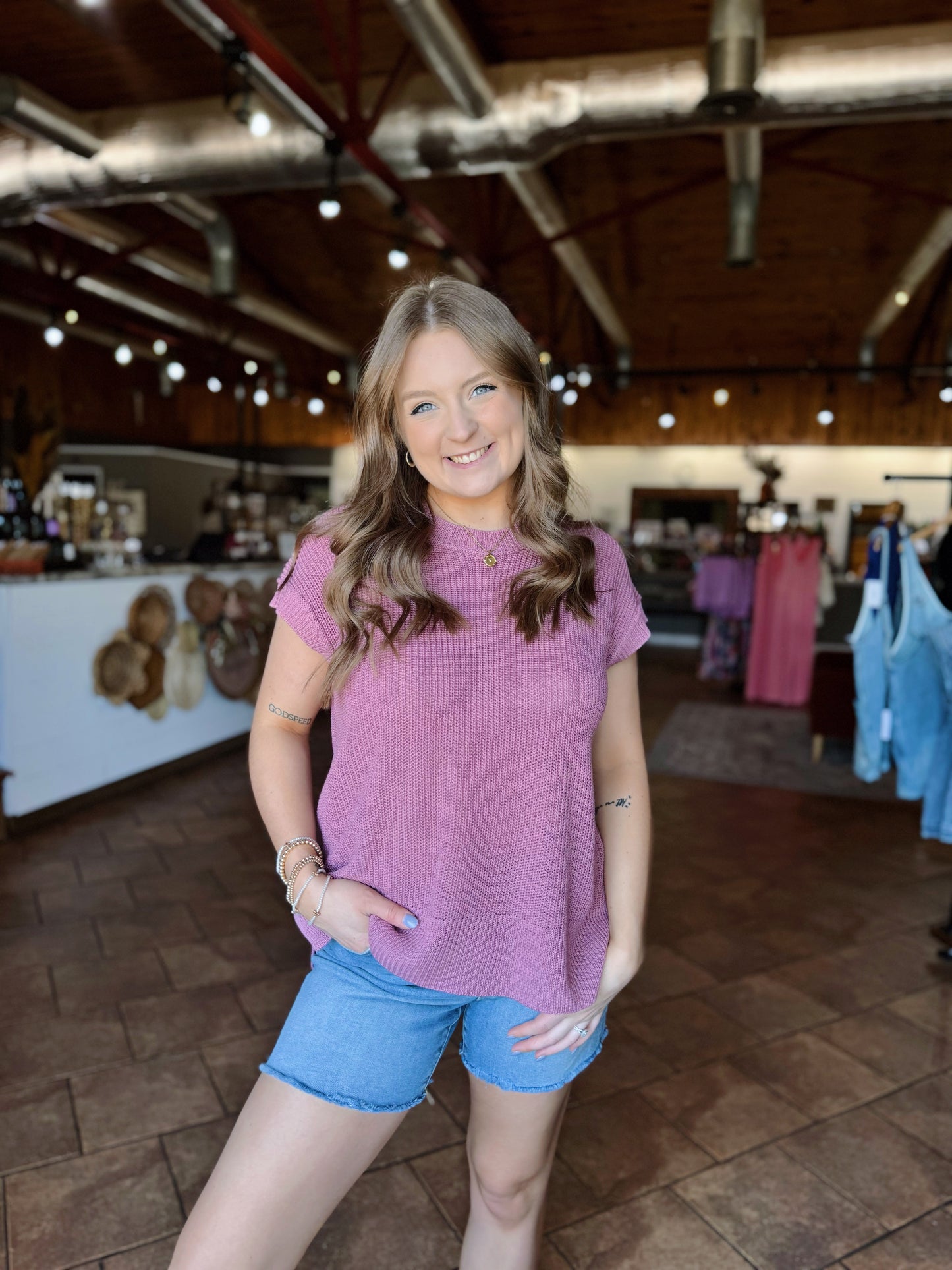 Mauve Oversized Knit Top