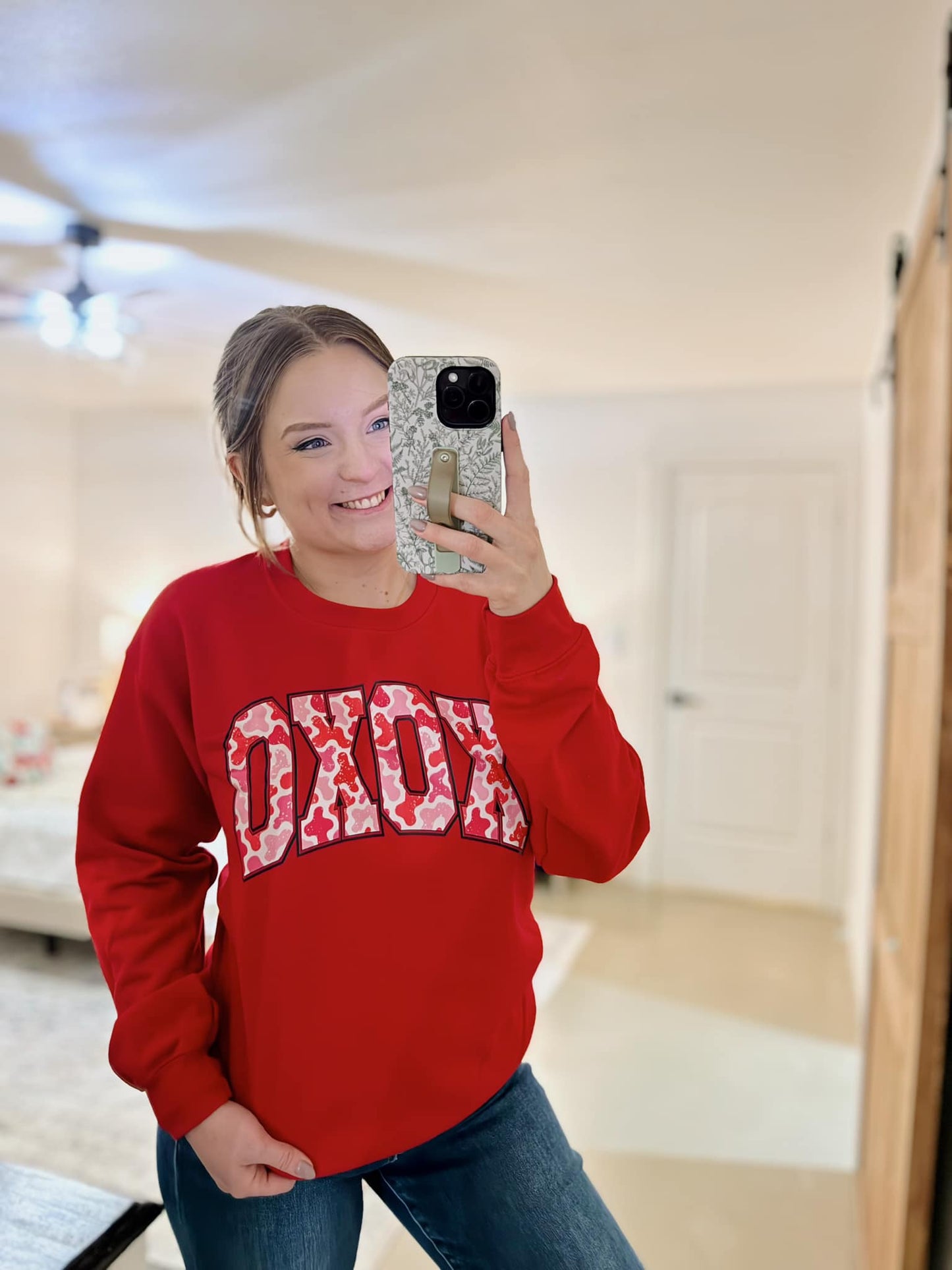Red Camo XOXO Crewneck