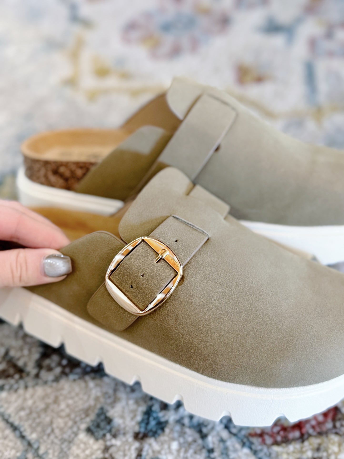 Taupe Platform Clogs