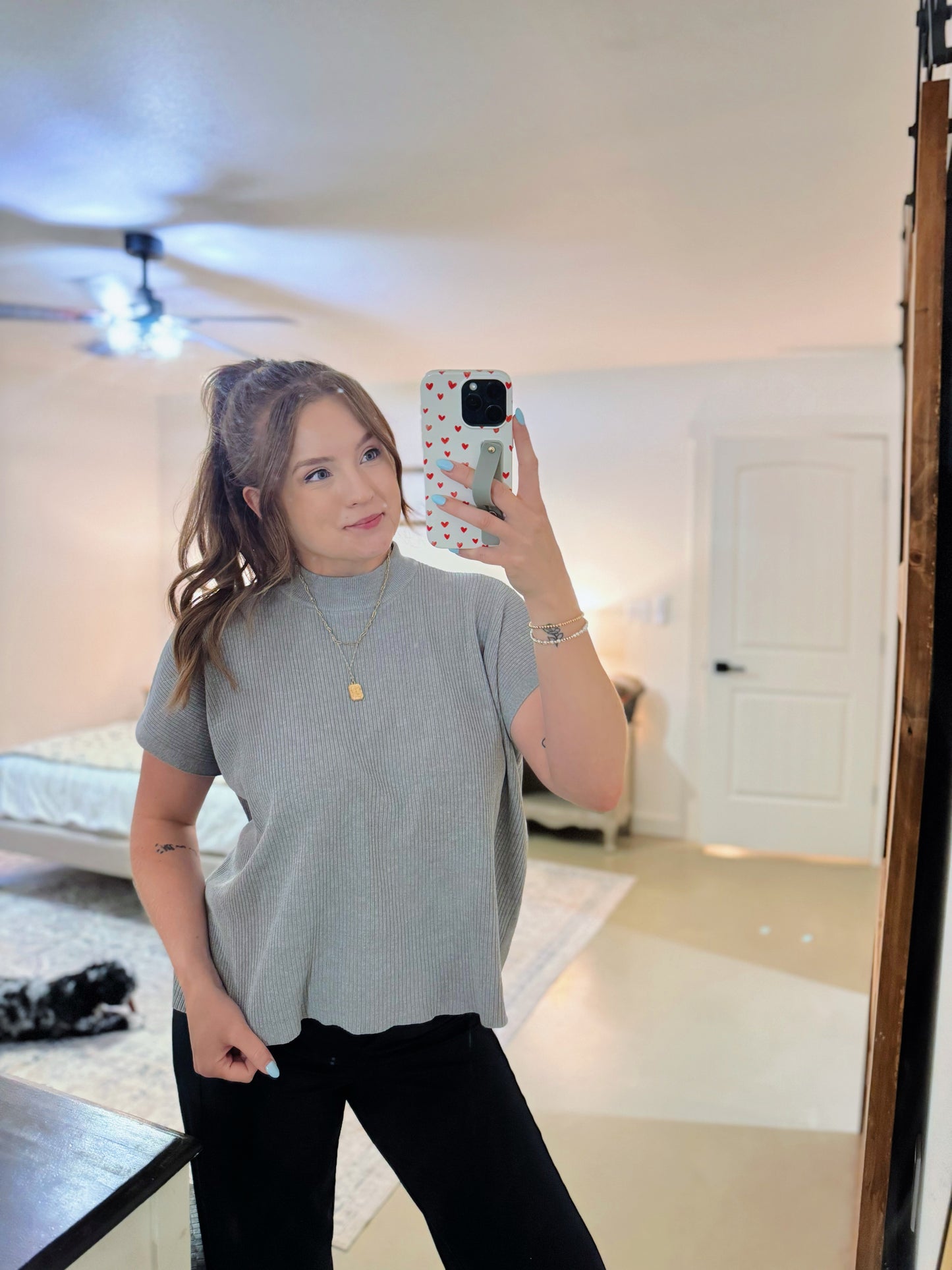 Gray Mock Neck Sweater Vest