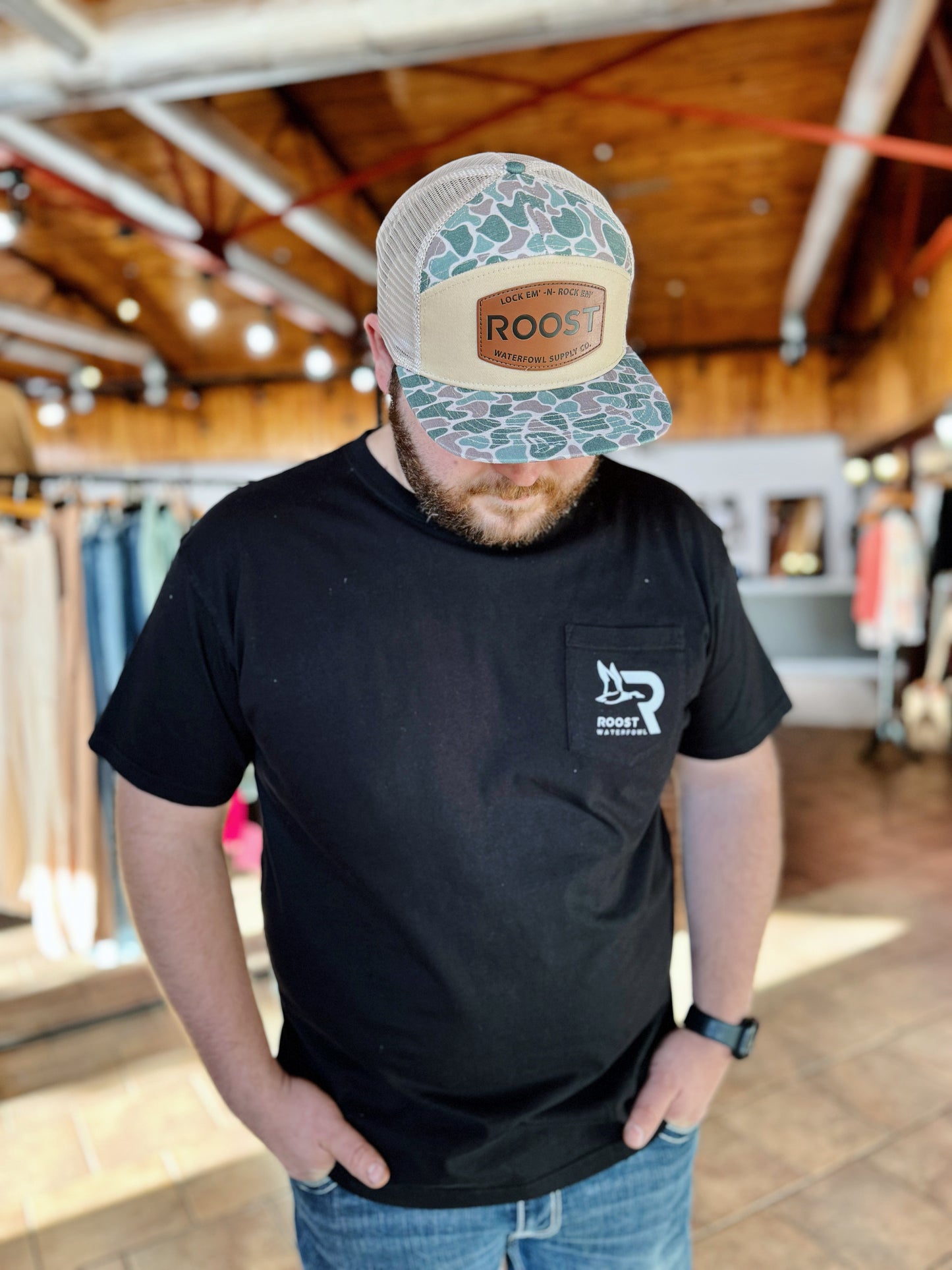Roost Black Camo Logo Tee