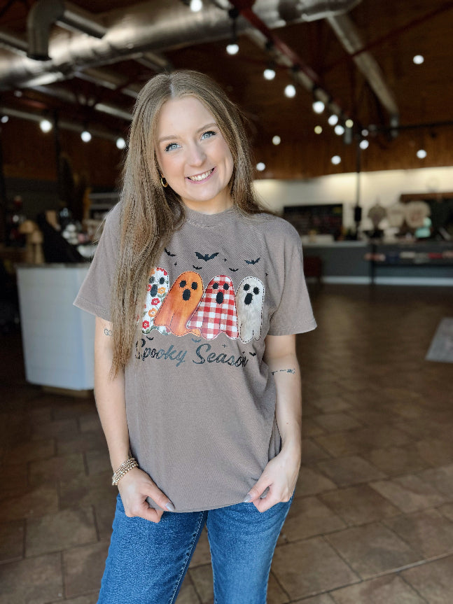 Brown Spooky Season Ghost Tee