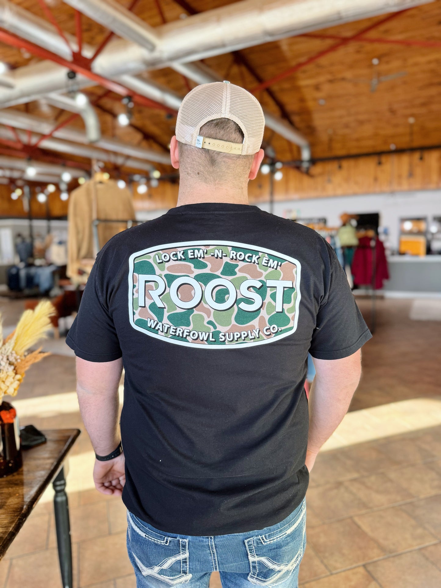 Roost Black Camo Logo Tee