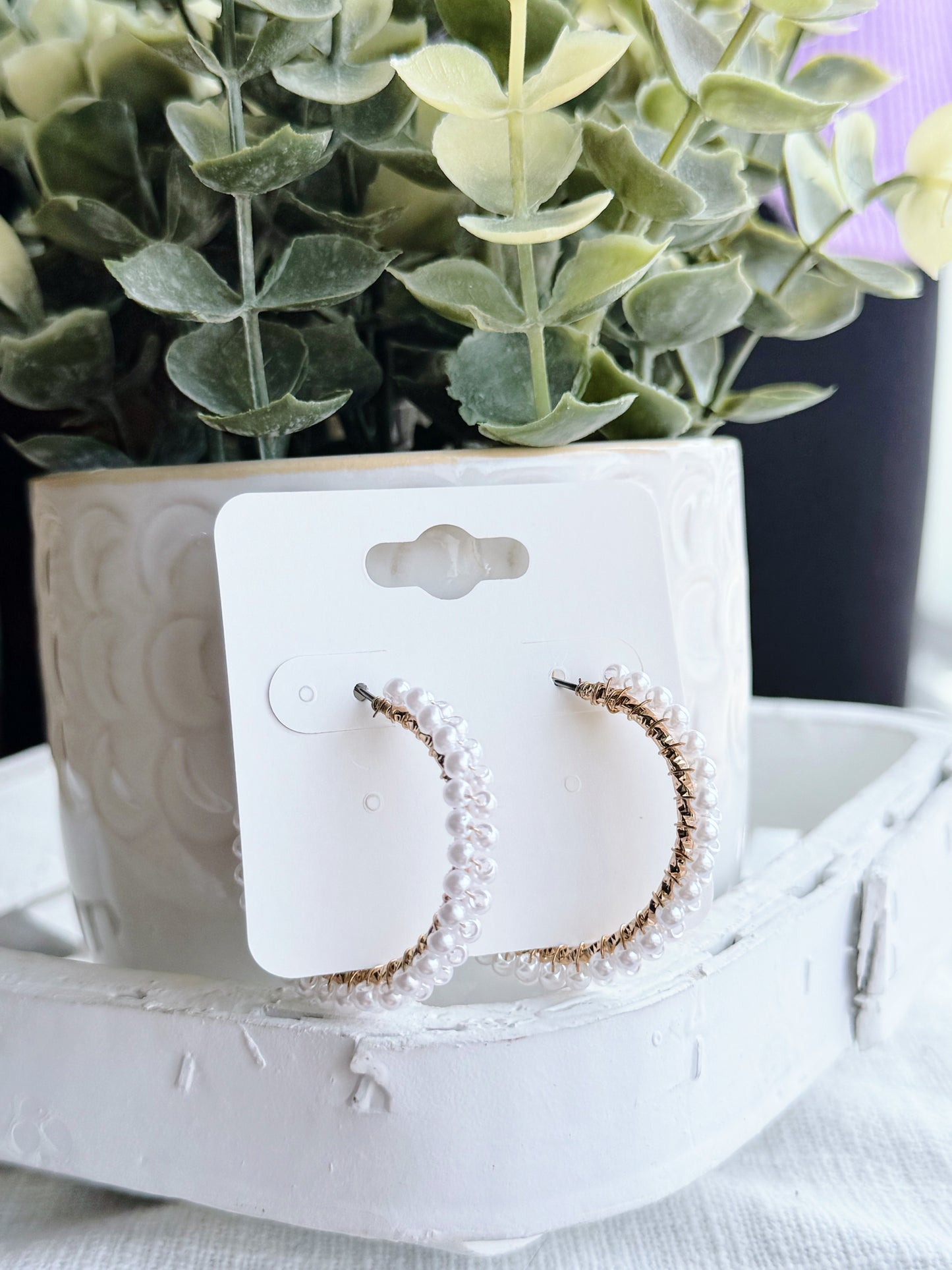 Pearl Cluster Hoop Earrings