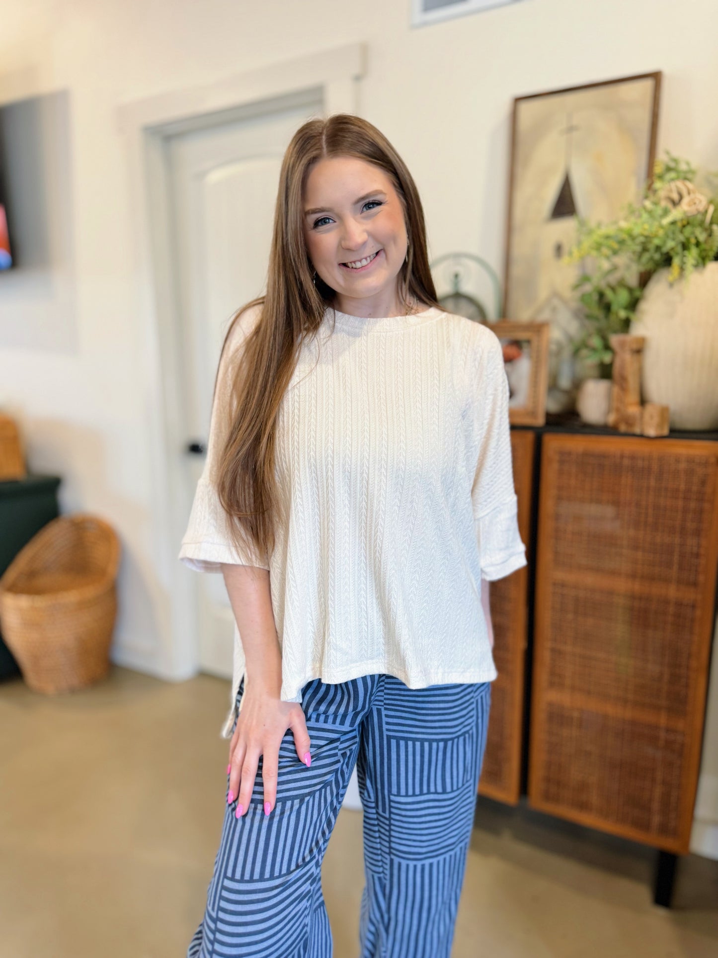 Cream Oversized Boho Top