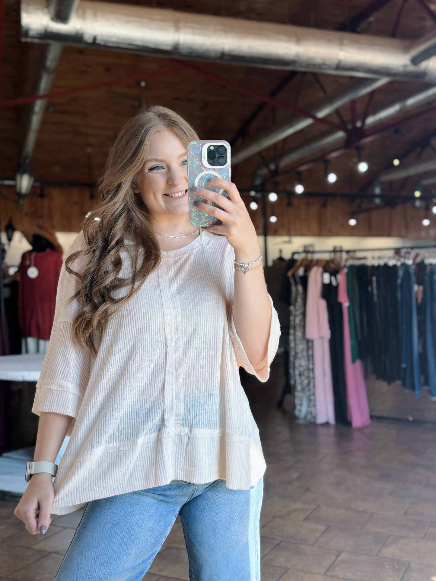 Solid Out Seam Detail Top