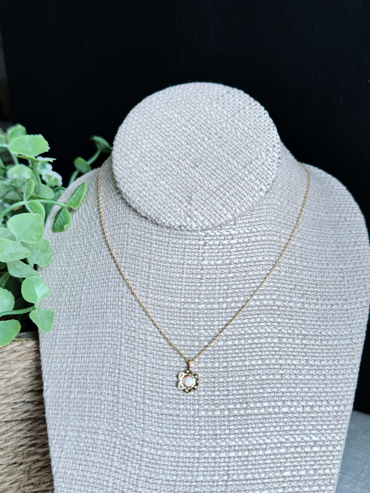 Gold Daisy Opal Necklace