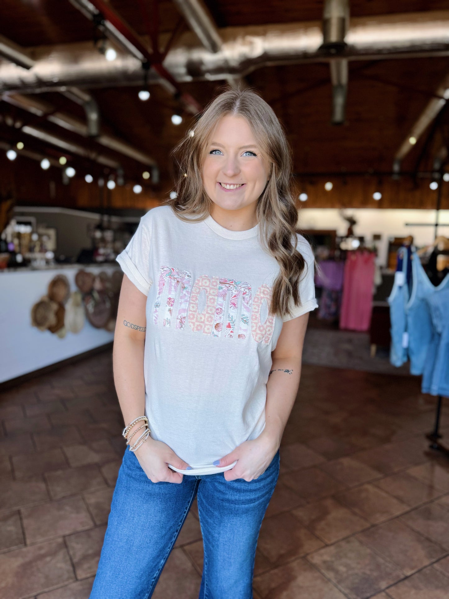 Oatmeal Mama Patchwork Tee