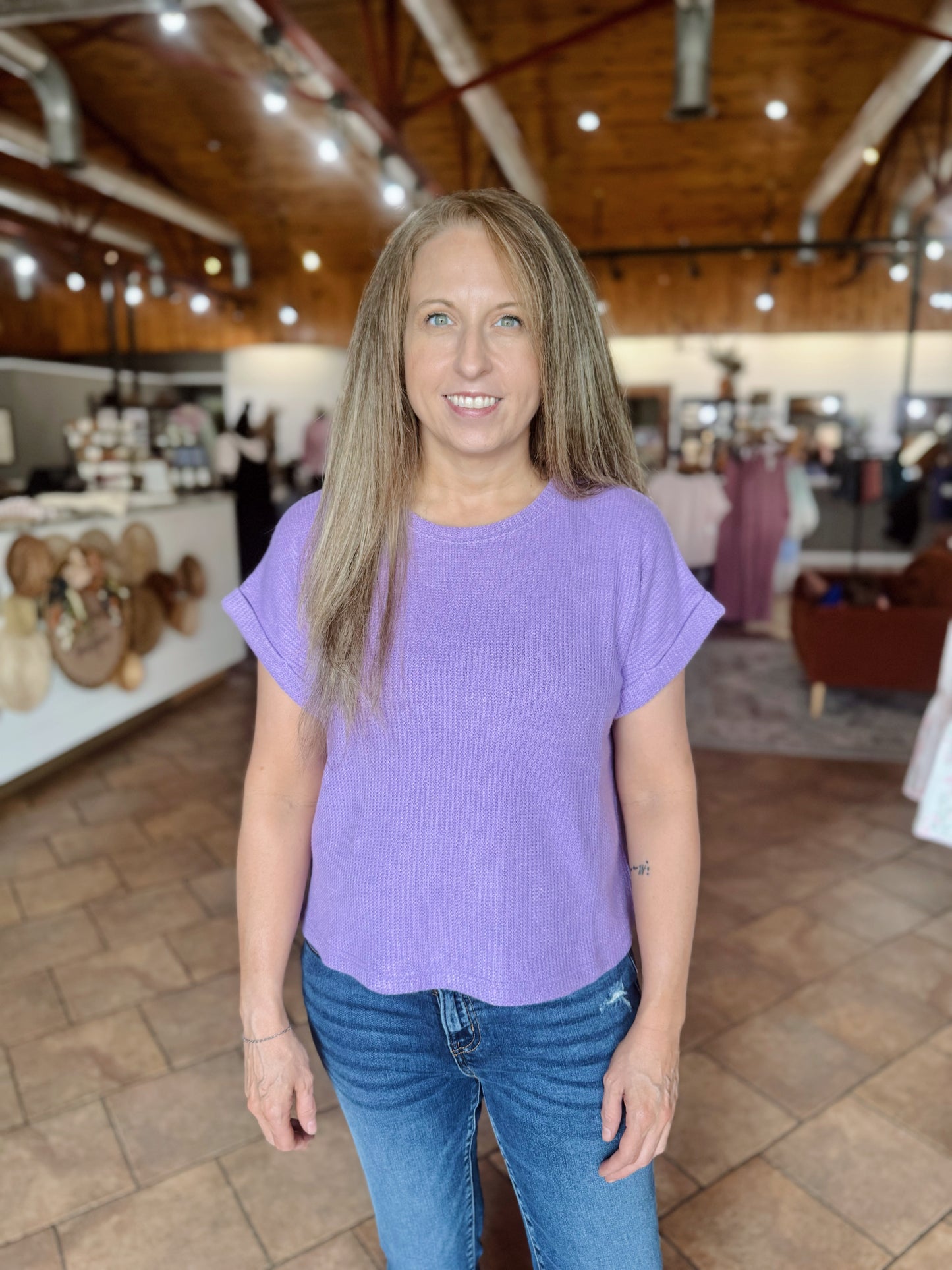 Lavender Crewneck Sweater Top