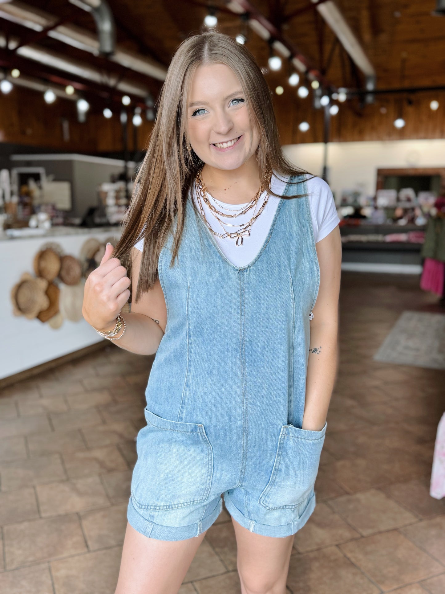 Light Wash Denim Romper