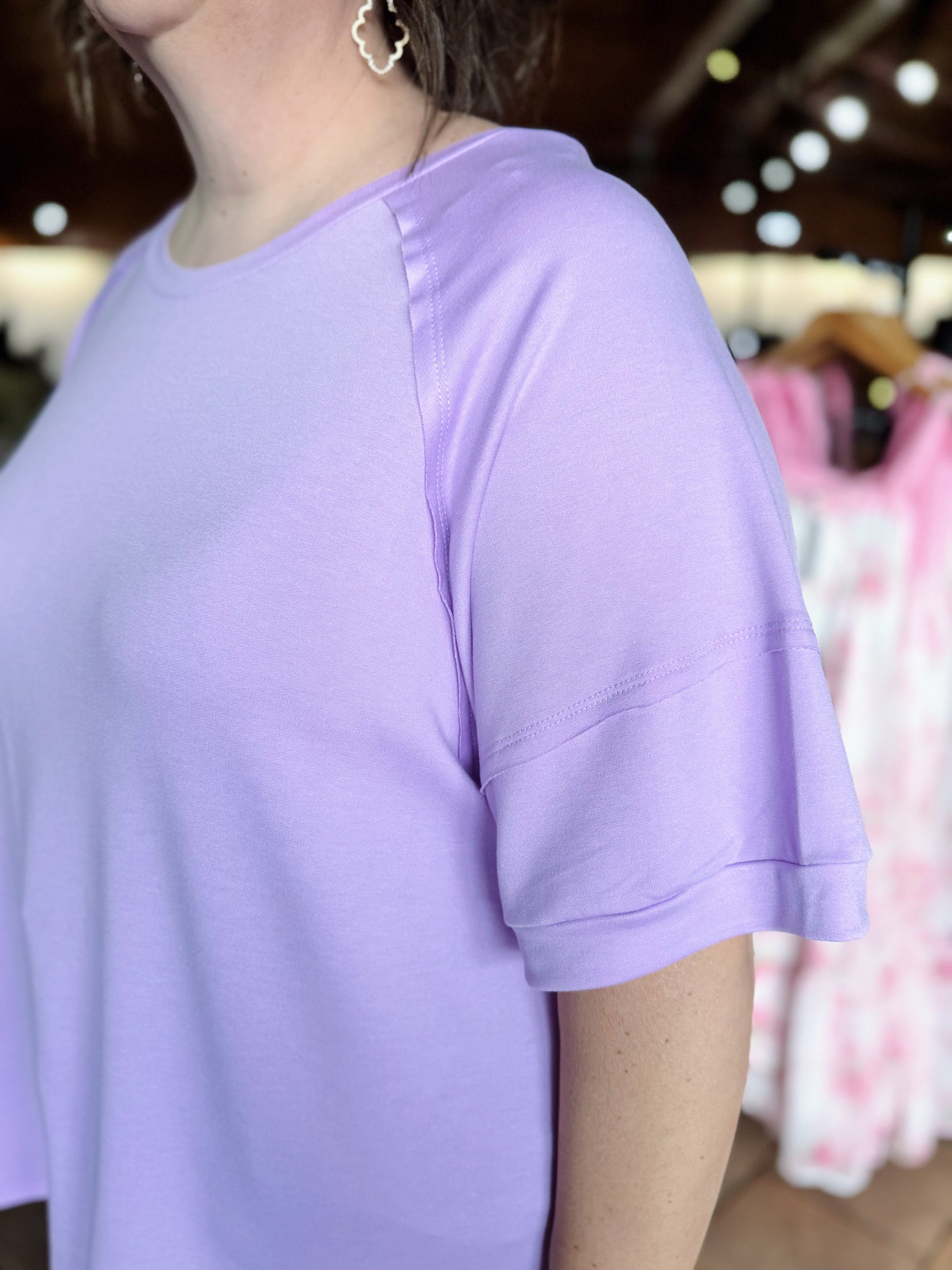 Curvy Lilac Slouchy Drop Shoulder Top