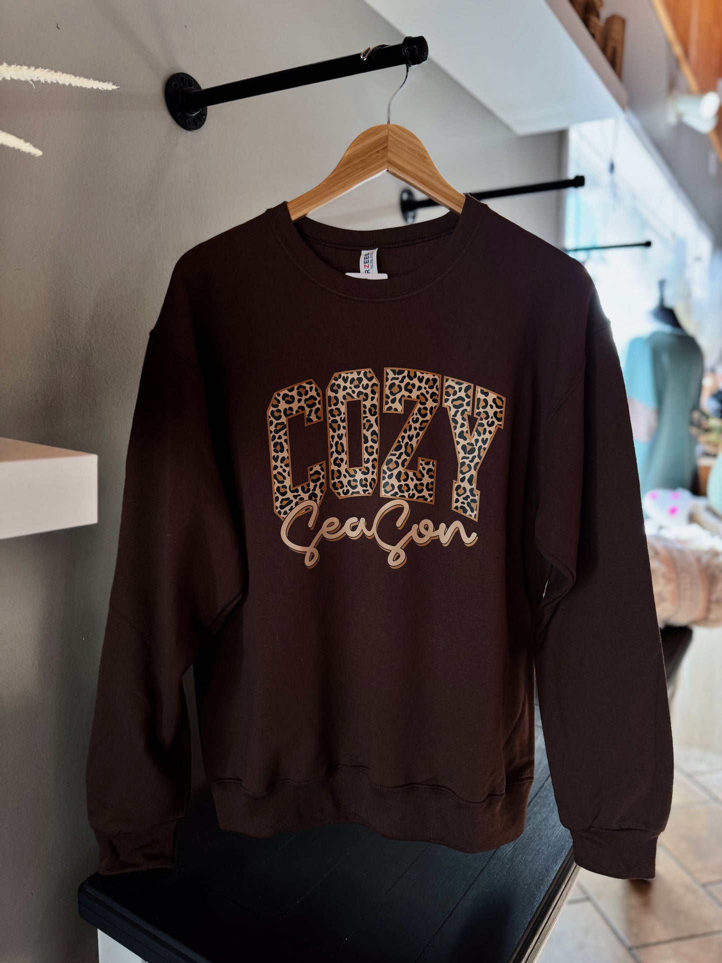 Brown Leopard Cozy Season Crew