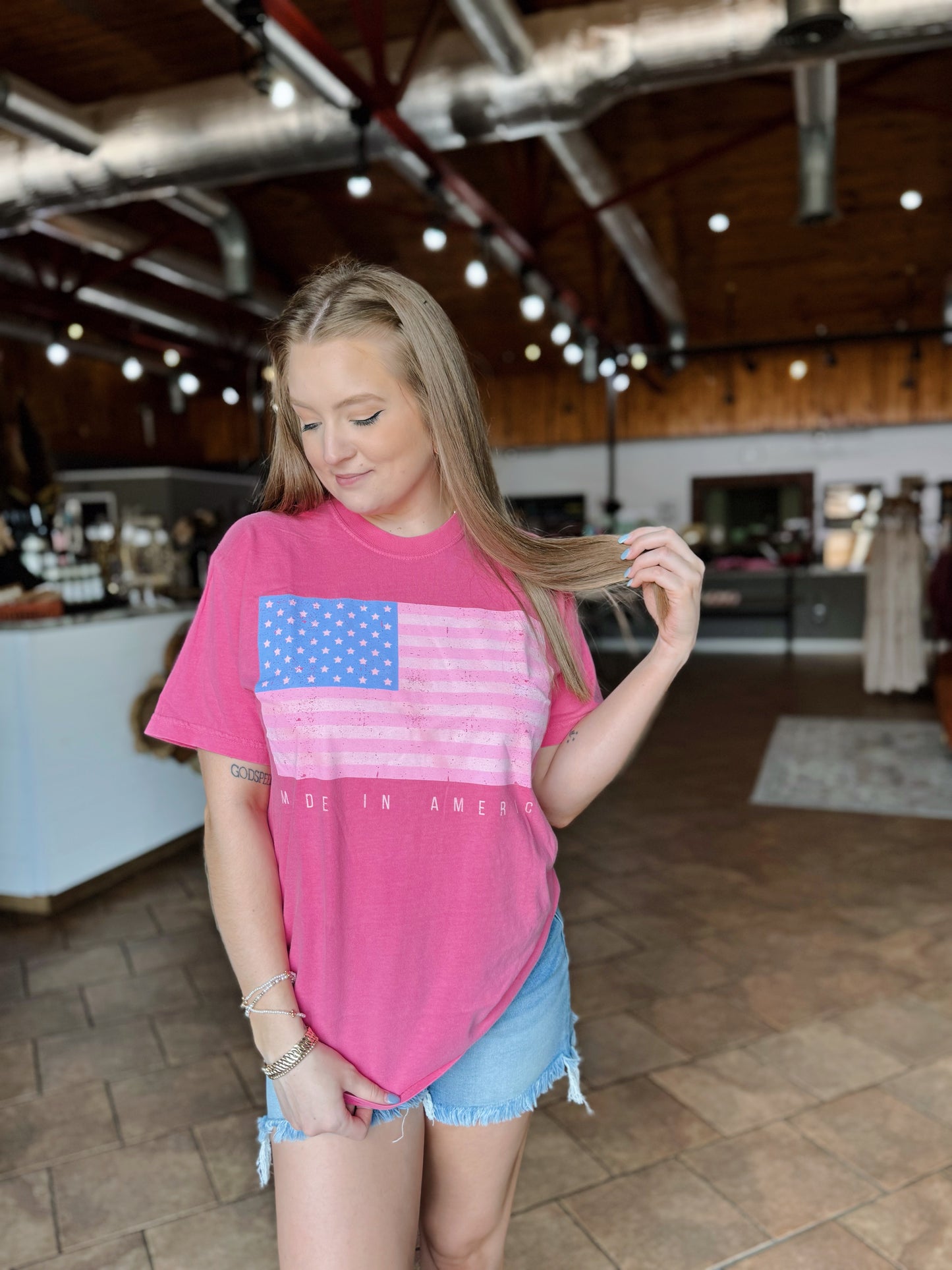 Pink American Flag Tee