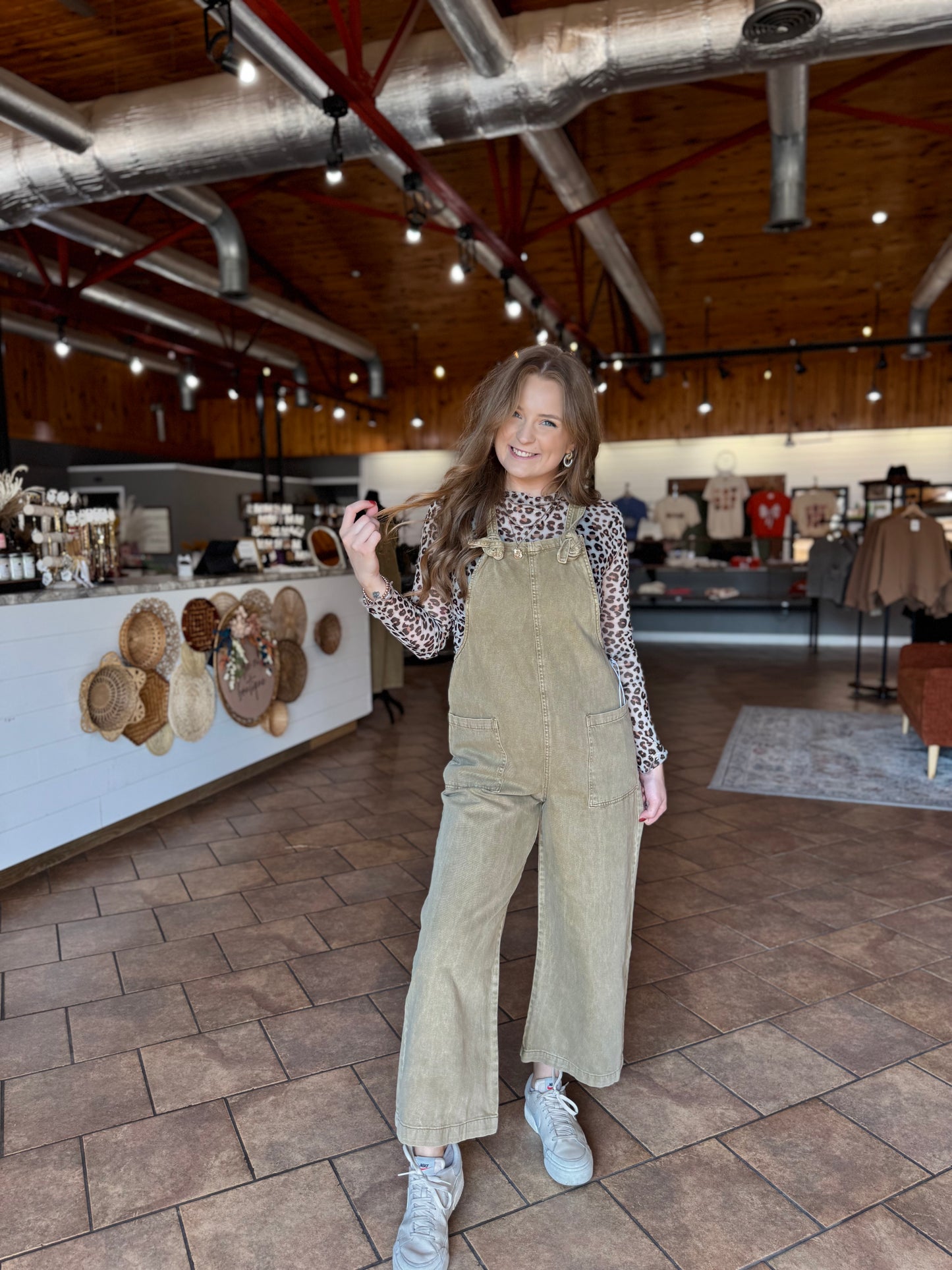 Camel Cropped Mineral Wash Jumpsuit