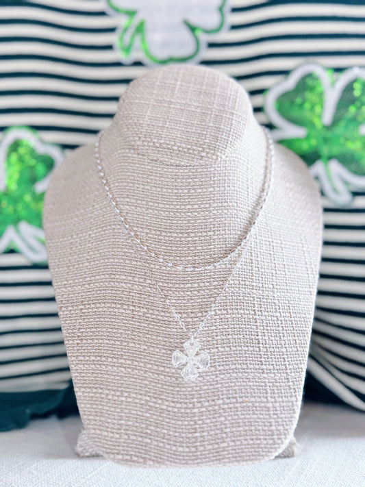 Silver Layered Clover Necklace