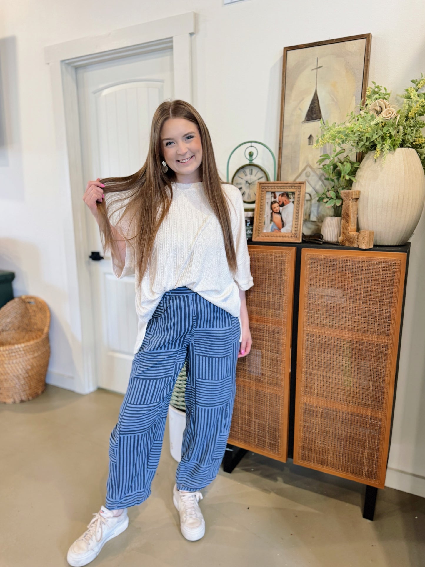 Navy Geometric Pants