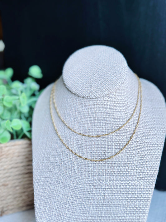 Gold Single Twisted Chain Necklace