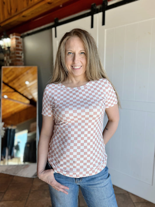 Light Clay Checkered Tee