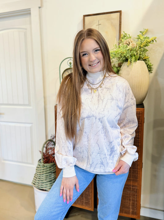 Khaki Camo Mock Neck Crew