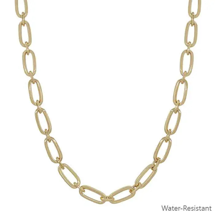 Gold Open Oval Chain Necklace