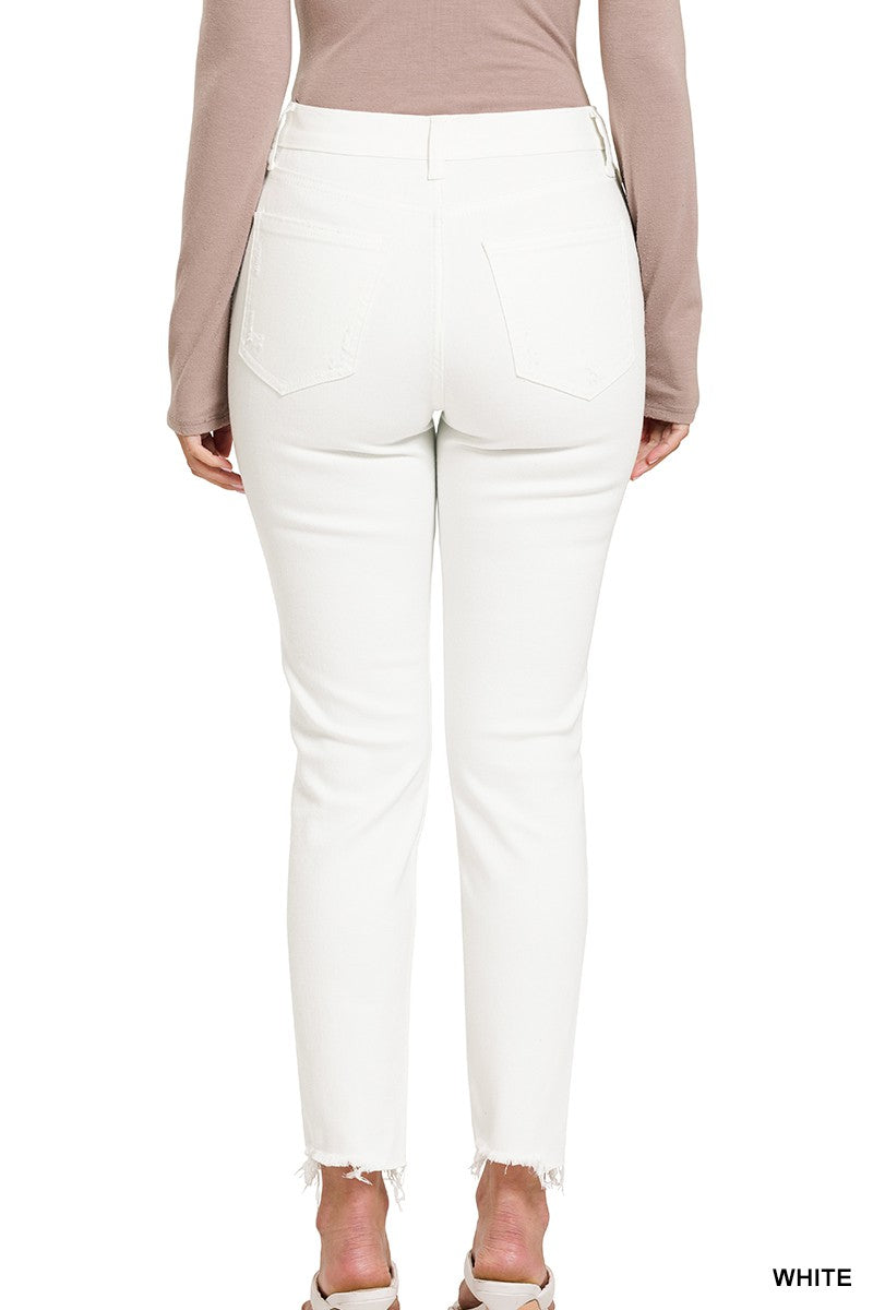 Kameron's Off White Button Fly Skinny Jeans