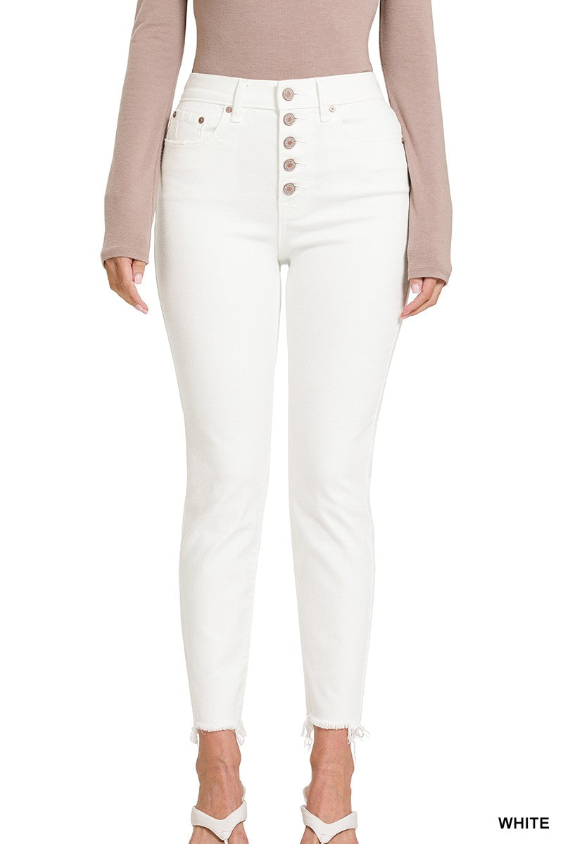 Kameron's Off White Button Fly Skinny Jeans