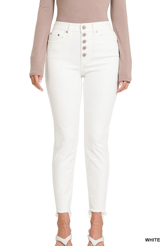 Kameron's Off White Button Fly Skinny Jeans