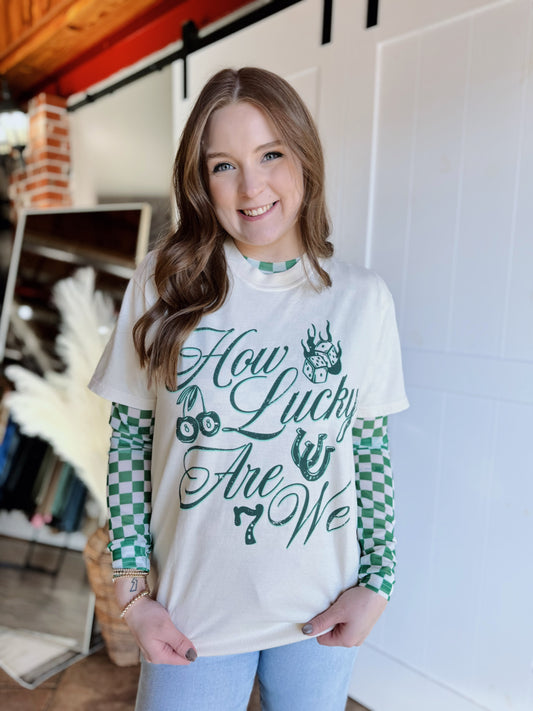 Cream How Lucky Are We Tee