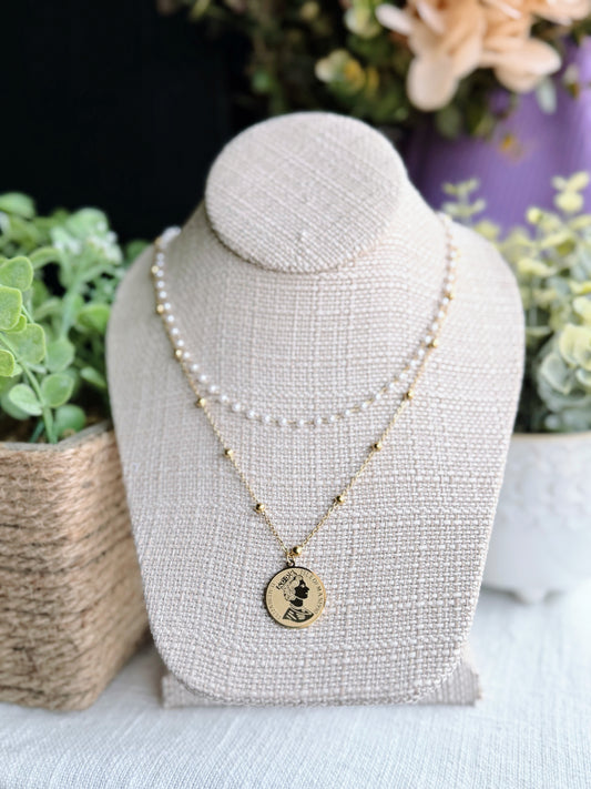 Gold Layered Pearl Charm Necklace