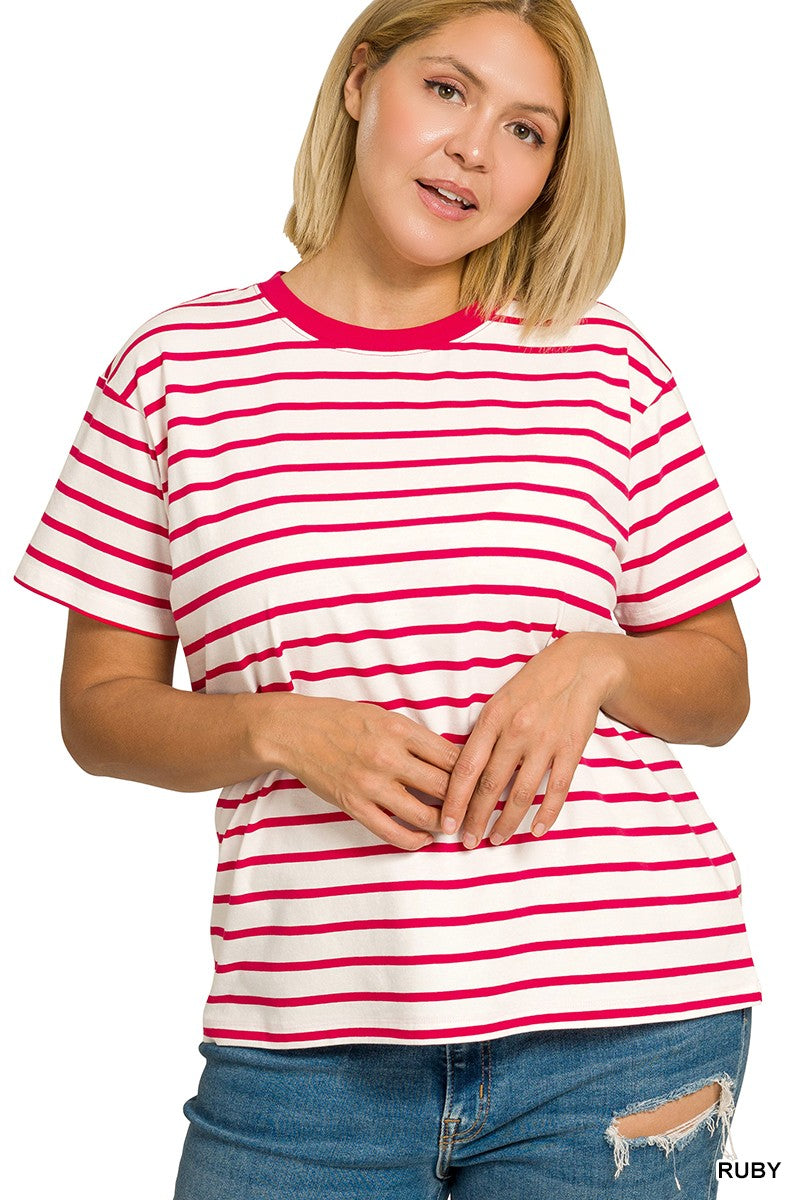 Curvy Red Striped Tee