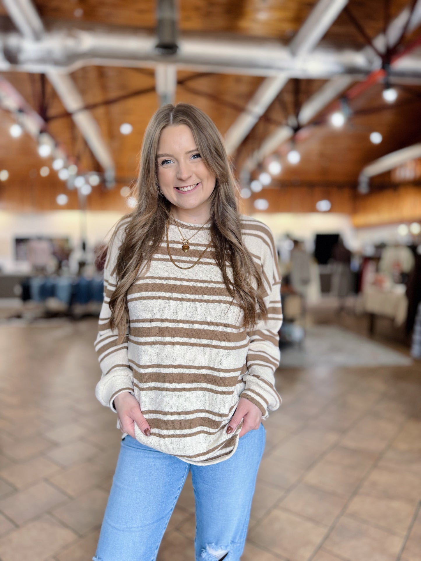 Camel Striped Sweater