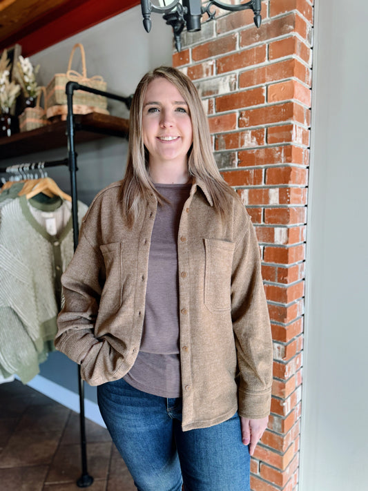 Mocha Double Pocket Shacket