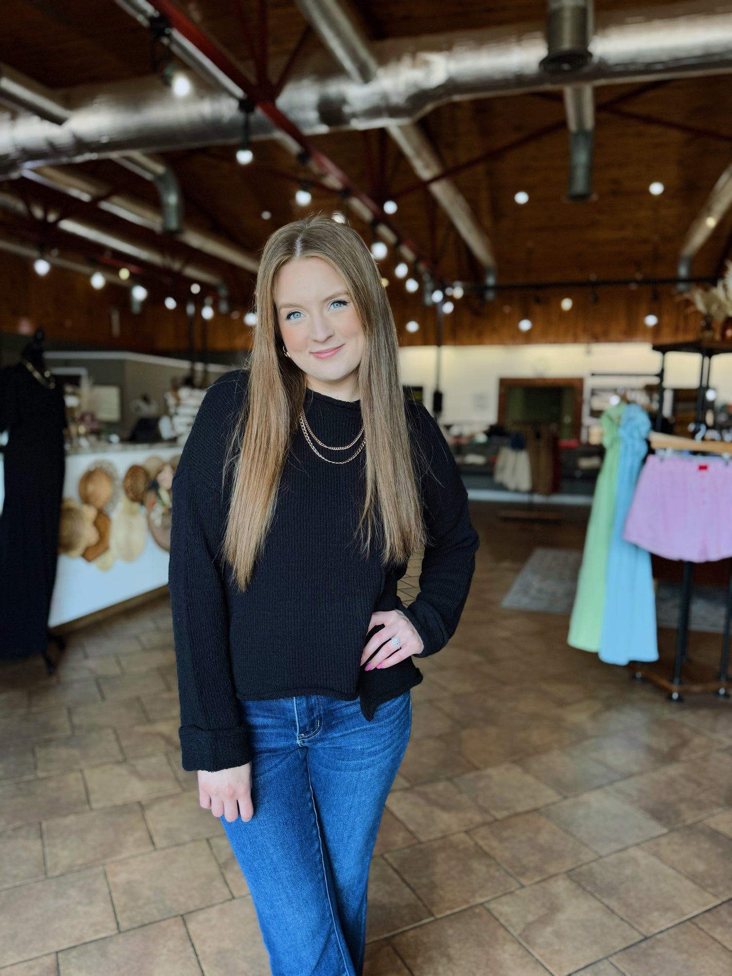 Black Asymmetric Hem Sweater