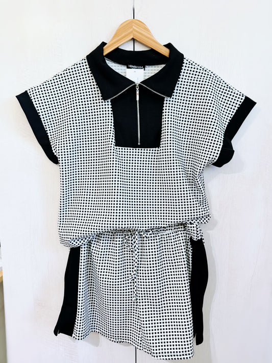 Ivory Gingham Collared Set