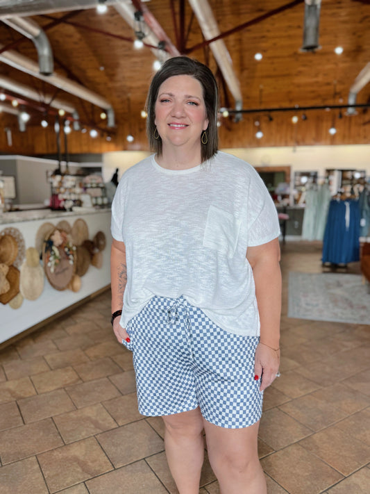 Curvy Gray Checkered Shorts