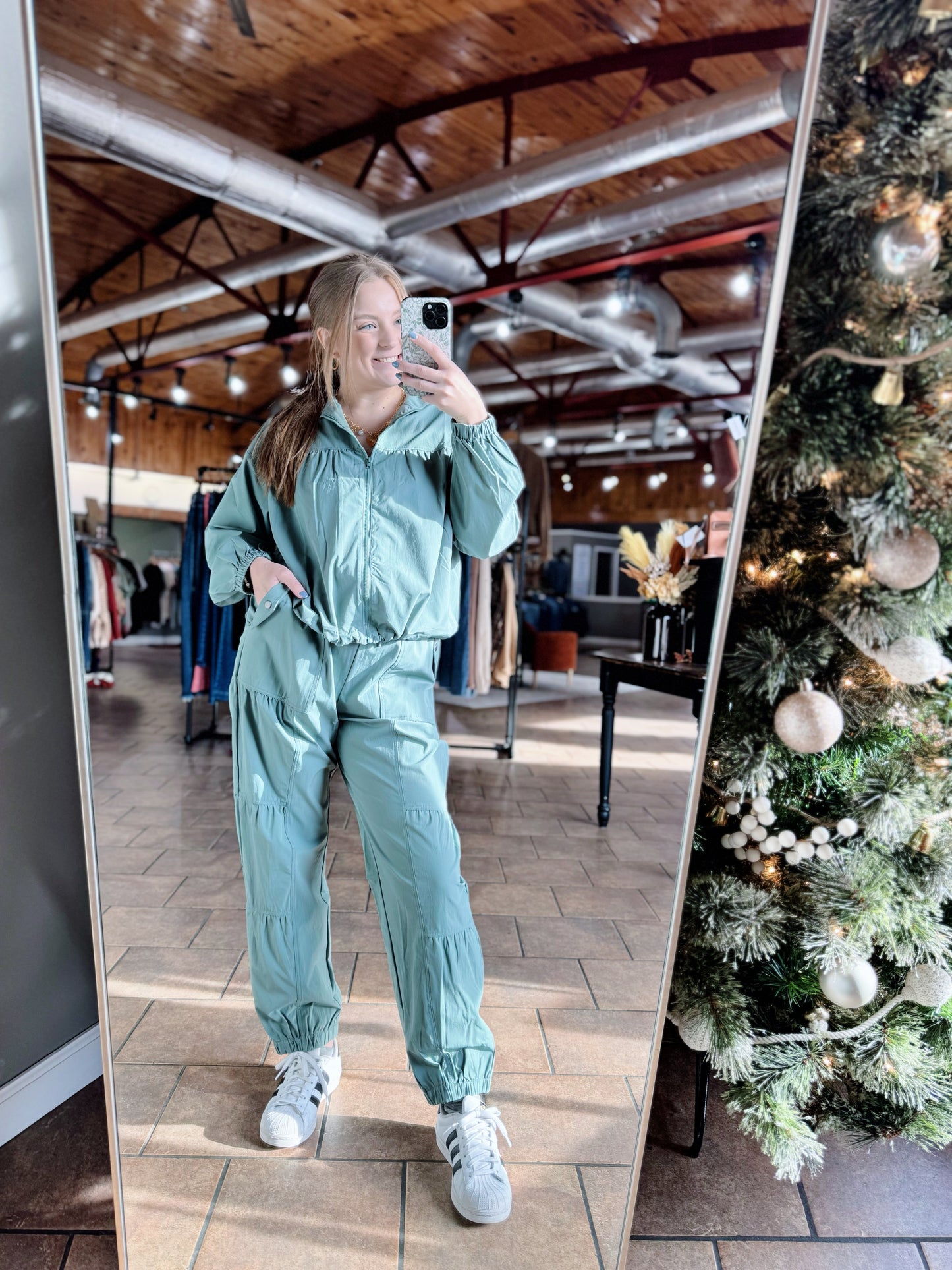 Sage Windbreaker Pleated Jacket
