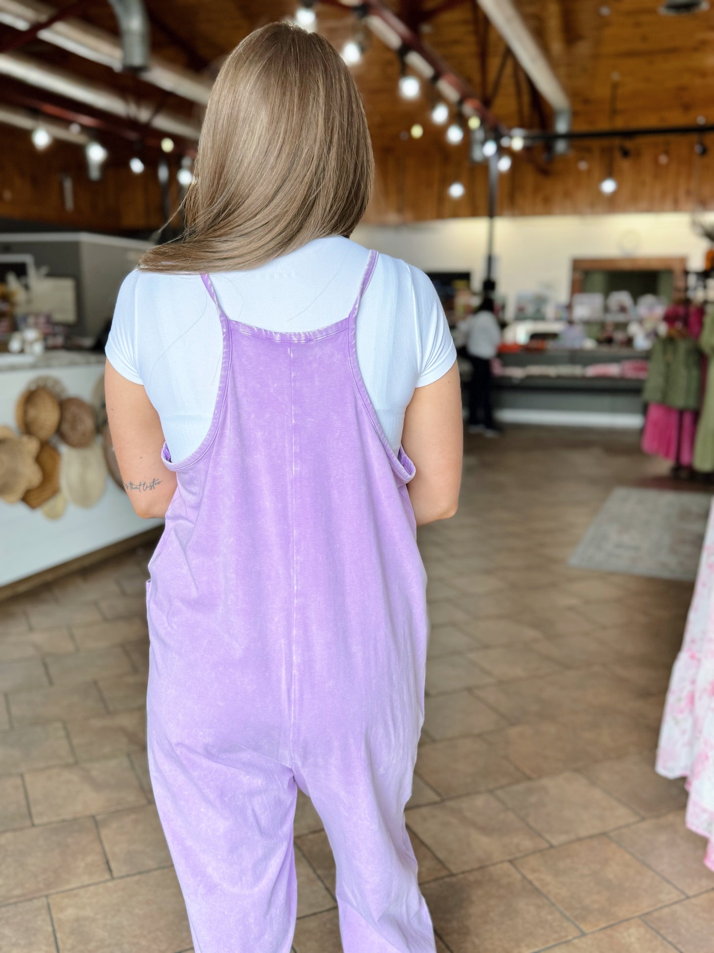 Lavender Acid Wash Slouchy Jumpsuit