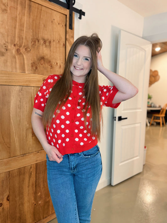 Red Polka Dot Top