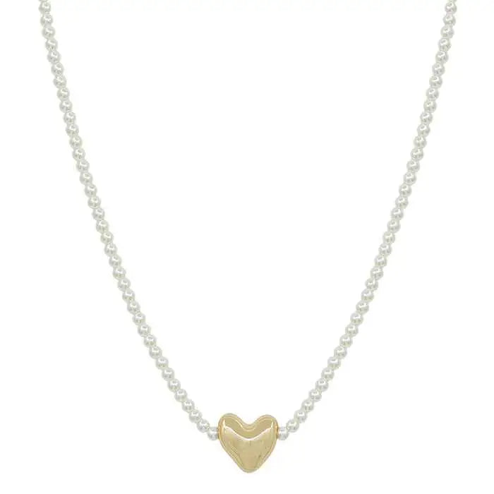 Pearl Chunky Heart Necklace