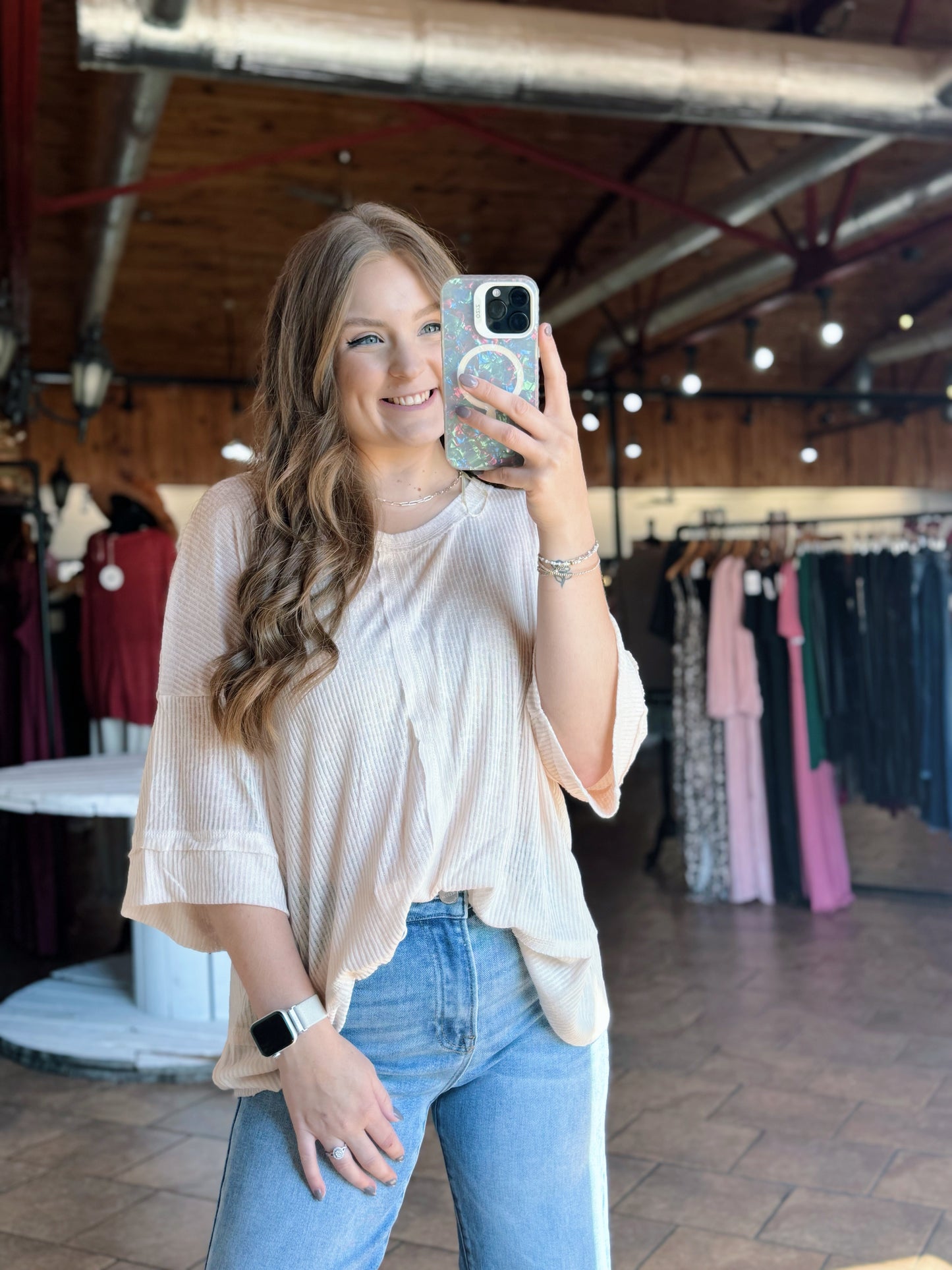 Solid Out Seam Detail Top