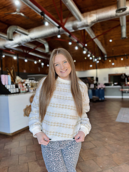 Oatmeal Textured Fleece Sweater