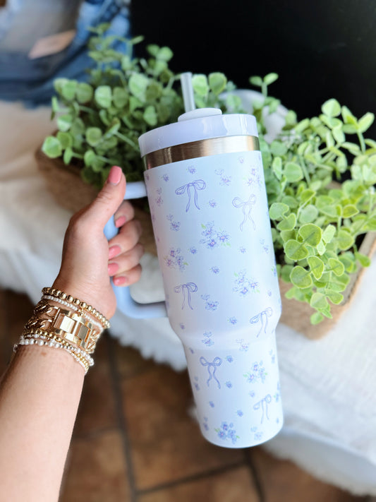Blue Floral/Bow Tumbler