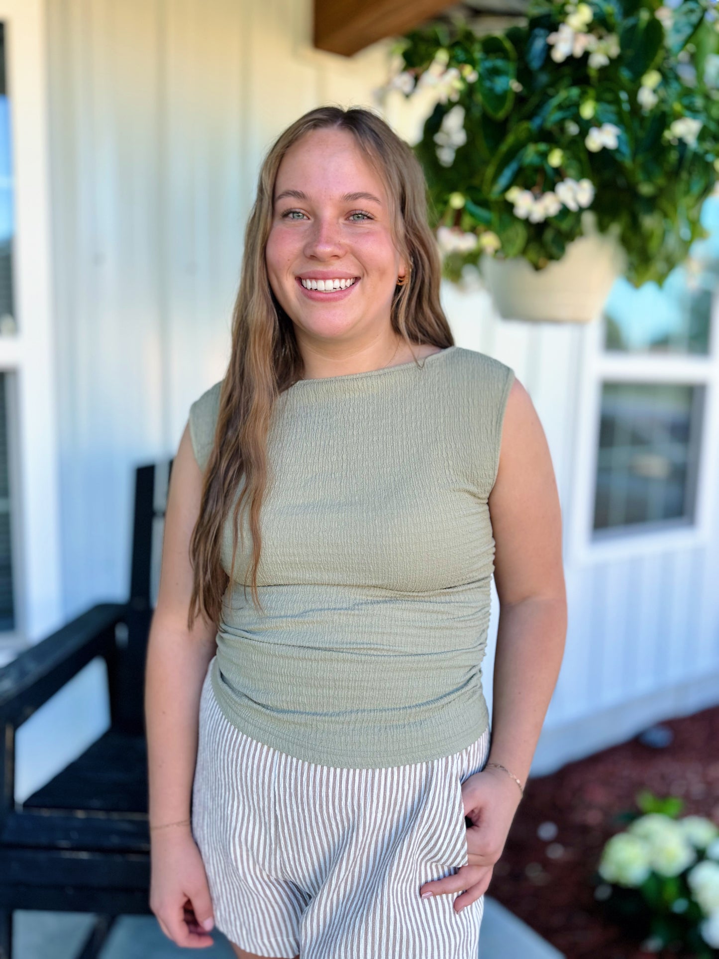 Olive Boatneck Top