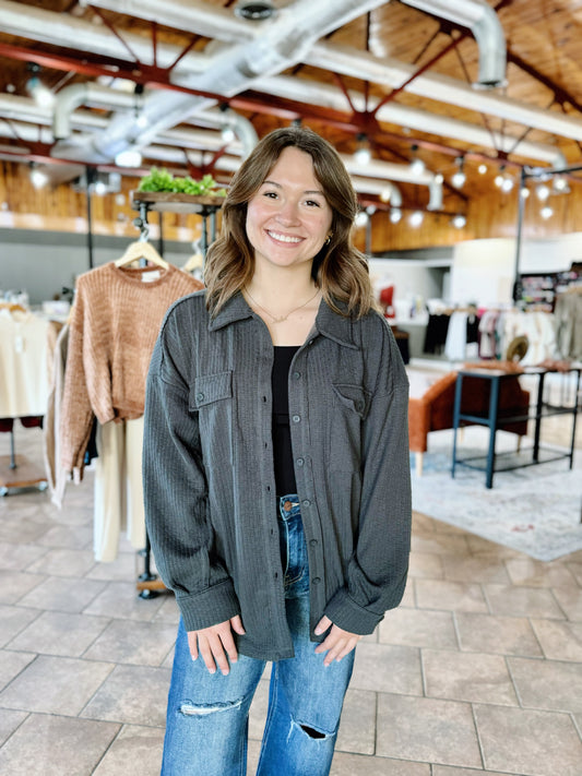 Oversized Casual Textured Shacket