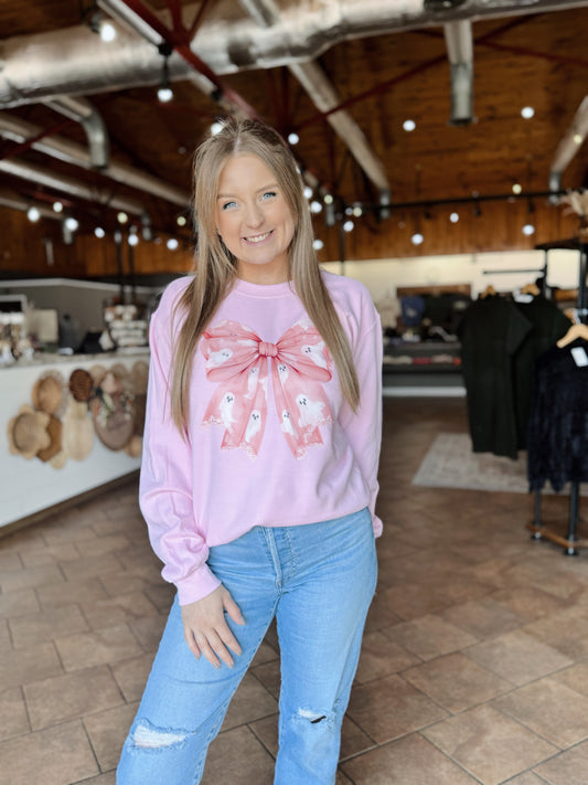 Pink Spooky Bow Crewneck