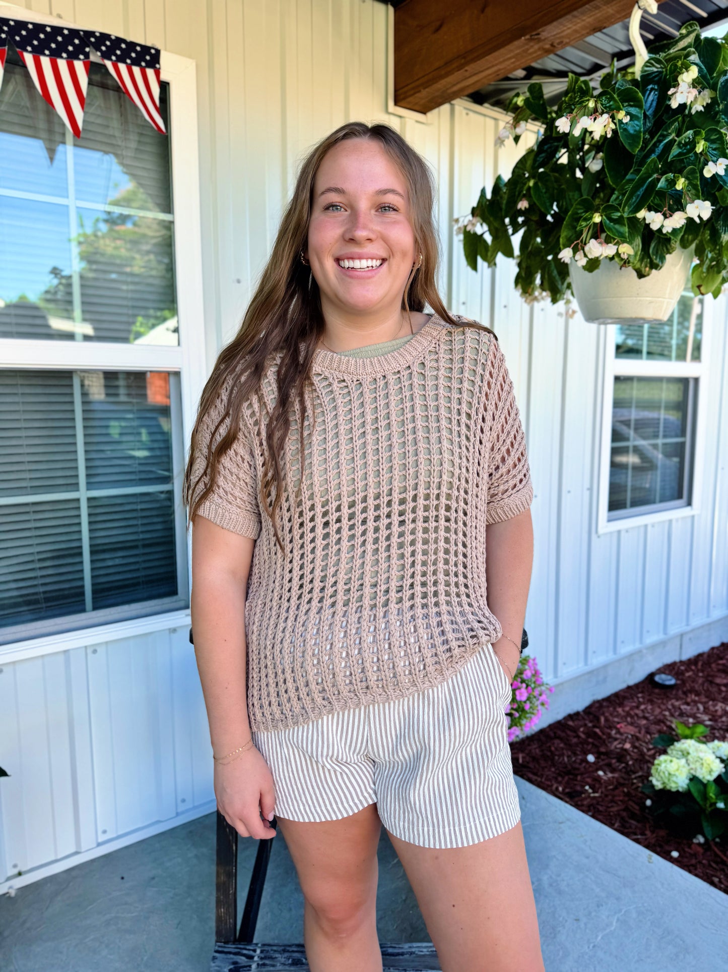 Neutral Crocheted Top