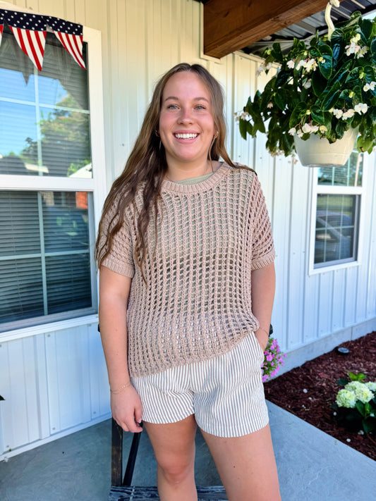 Neutral Crocheted Top