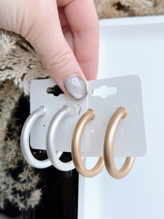 Satin Medium Size Hoop Earrings
