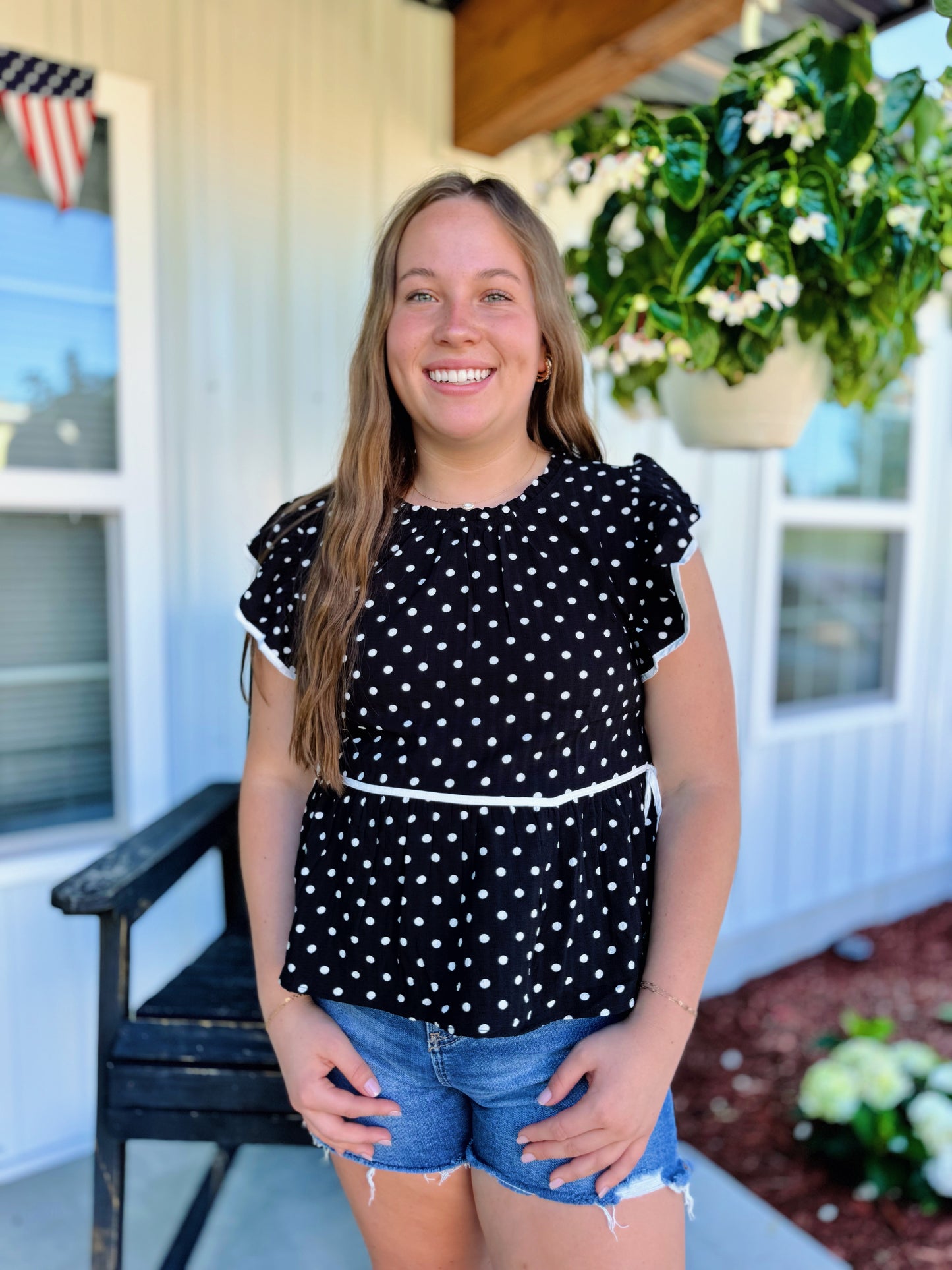 Black Polka Dot Dressy Top